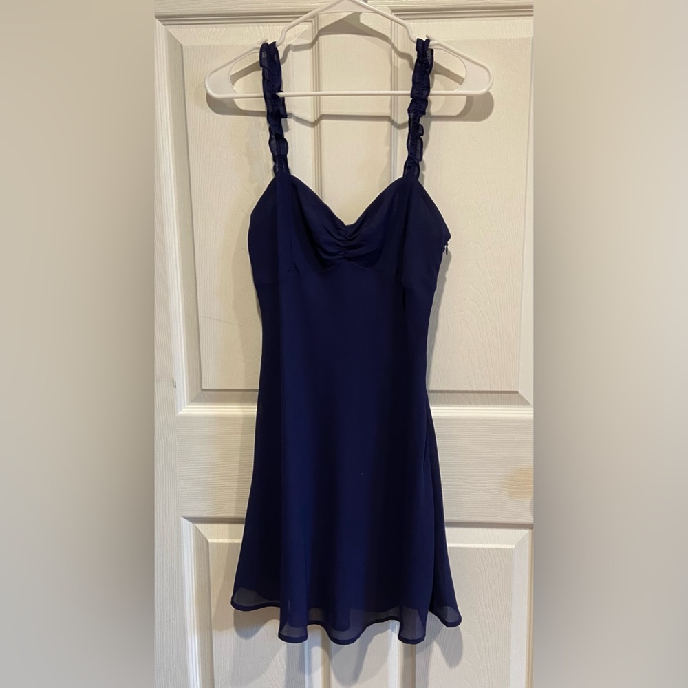 Urban Outfitters Ruffle Mini Slip Dress size L color navy